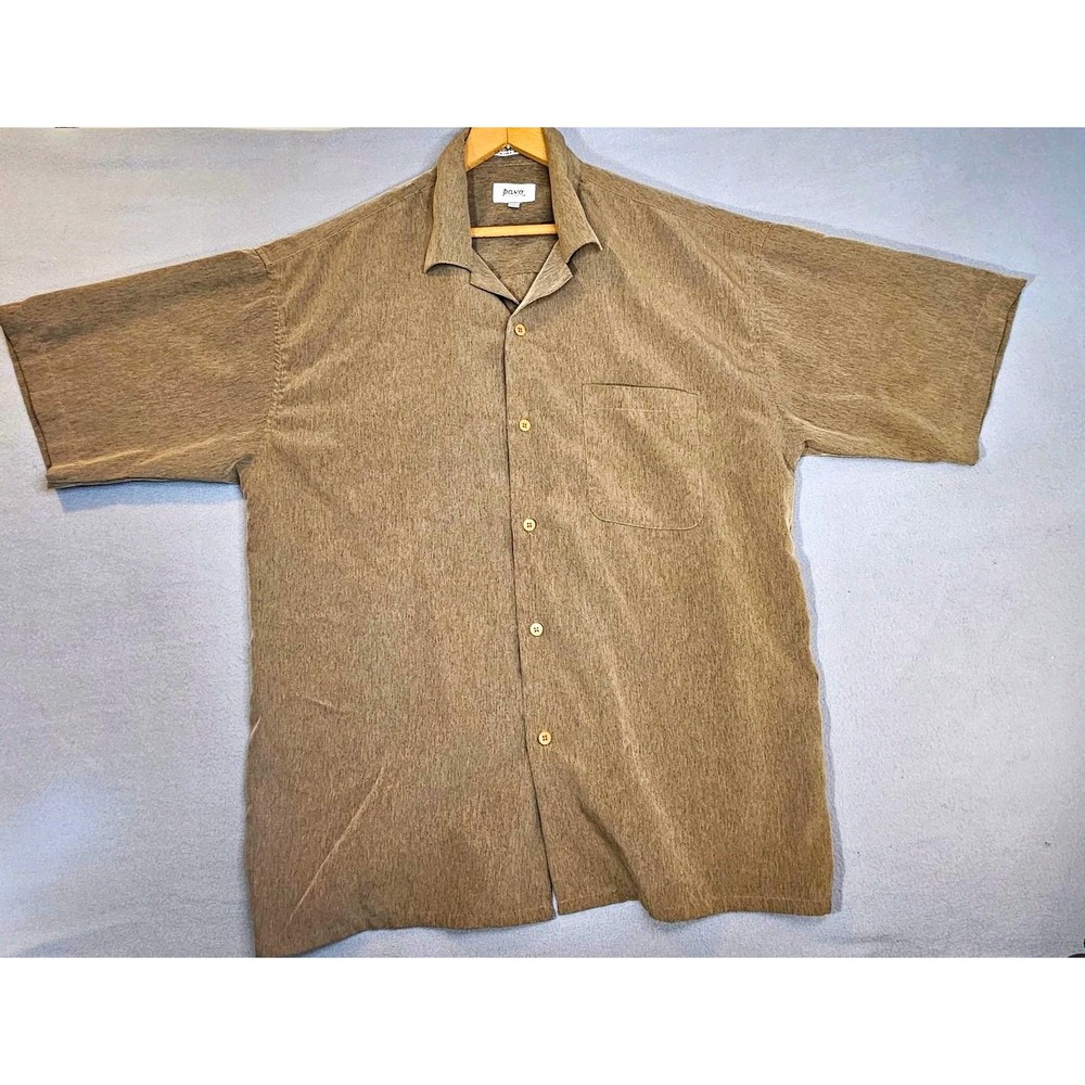 Vintage Pavo Lastrada Mens L Shirt Brown Short Sleeve Textured Gorpcore Earthy
